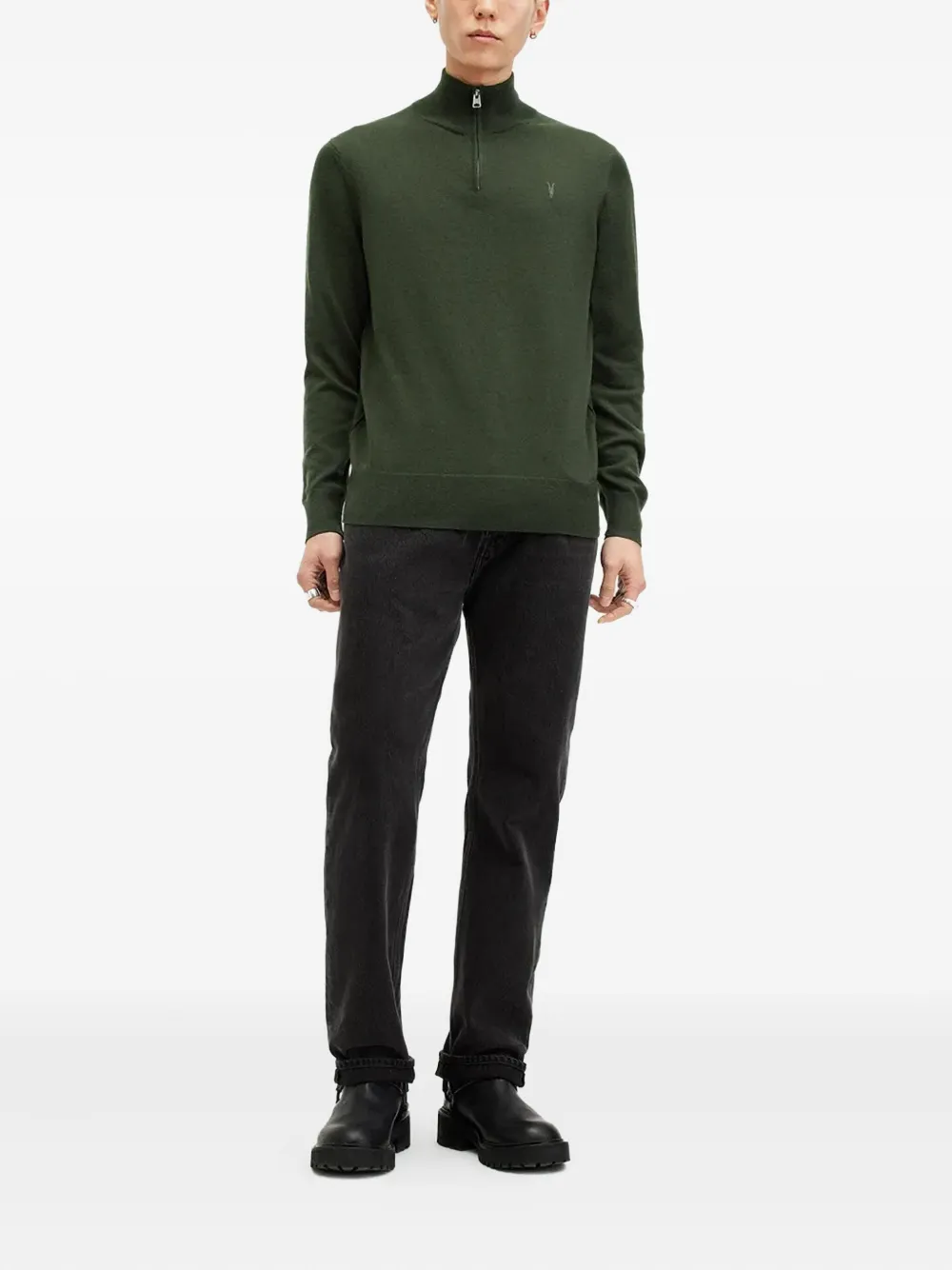 AllSaints high-neck zip-neck sweater - Groen