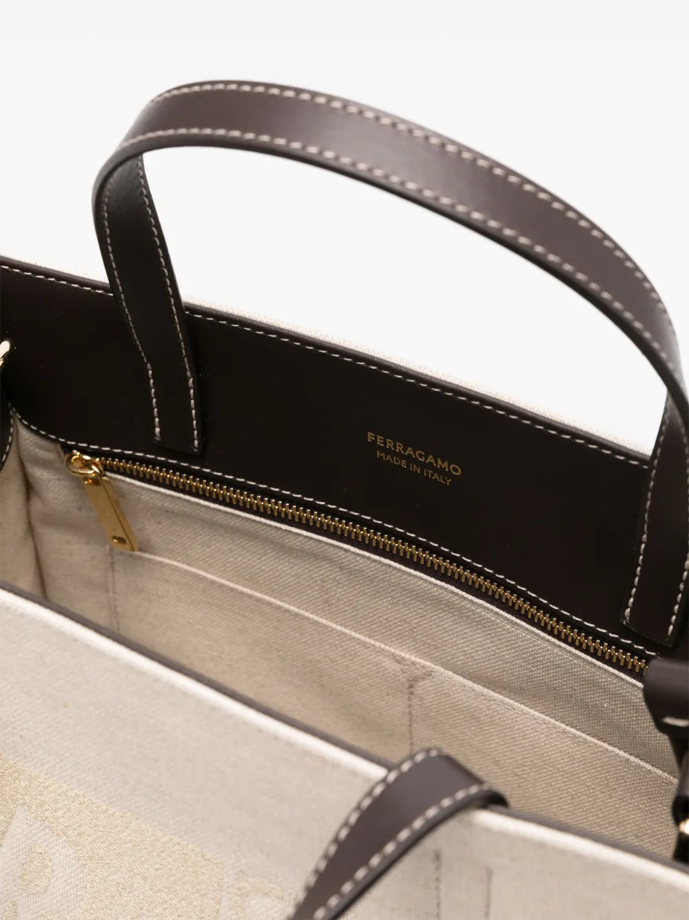 Ferragamo Tool canvas shopper Beige