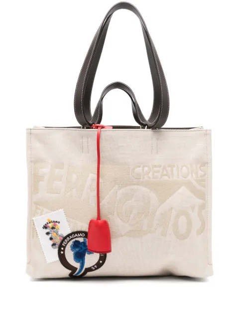 Ferragamo large canvas tote bag