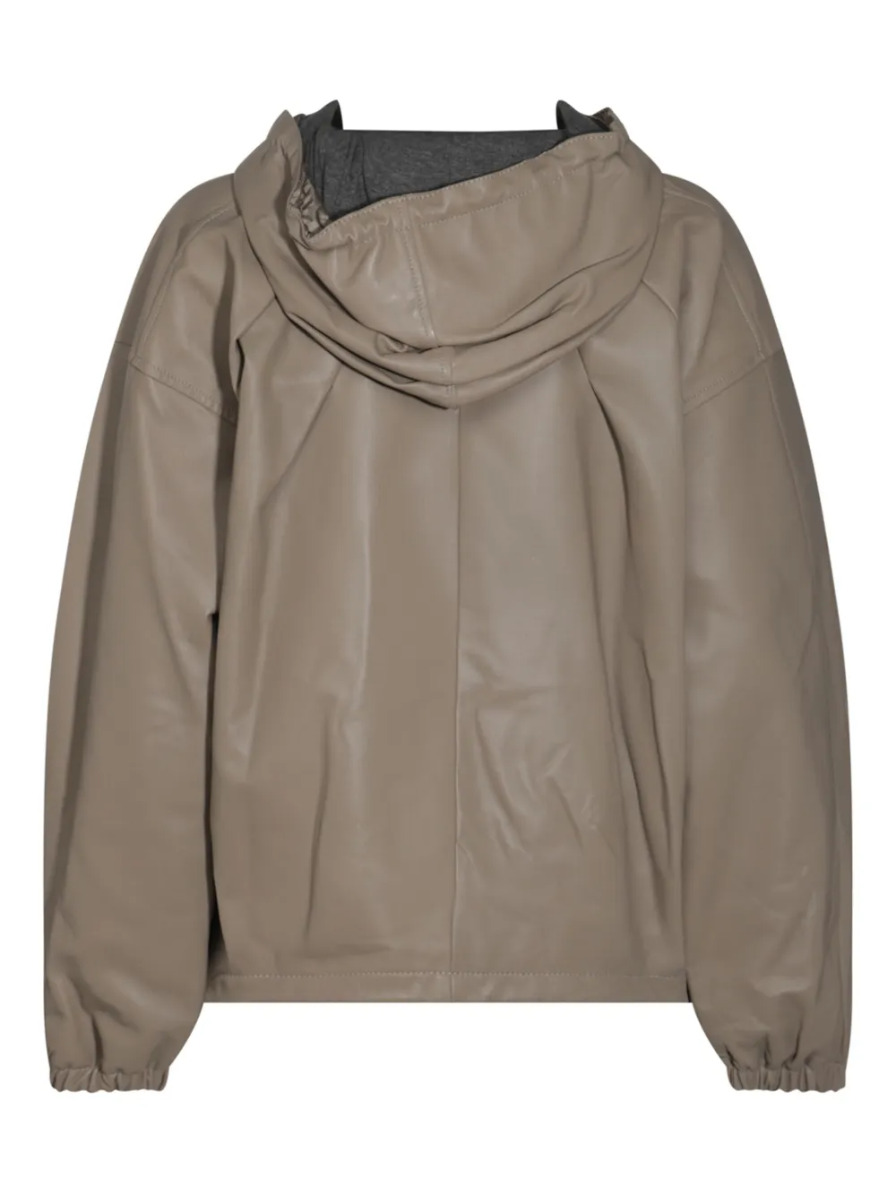 Add leather bomber jacket - Beige