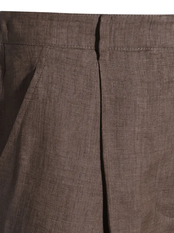 Brunello Cucinelli Linen Shorts | Brown | FARFETCH JO