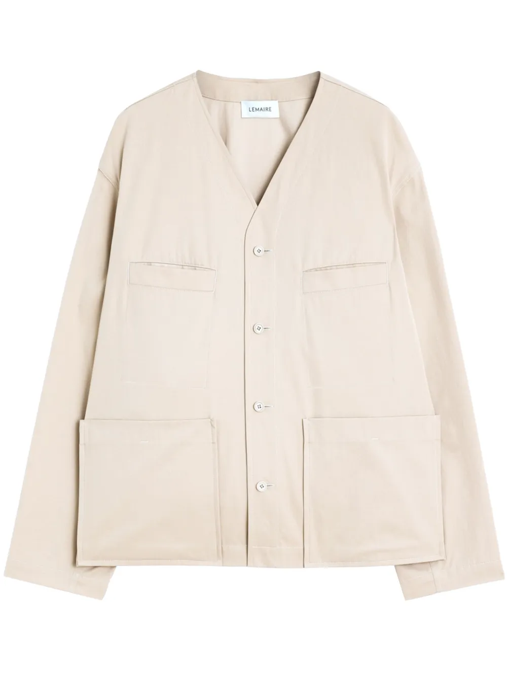 LEMAIRE collarless overshirt | Neutrals | Image 1