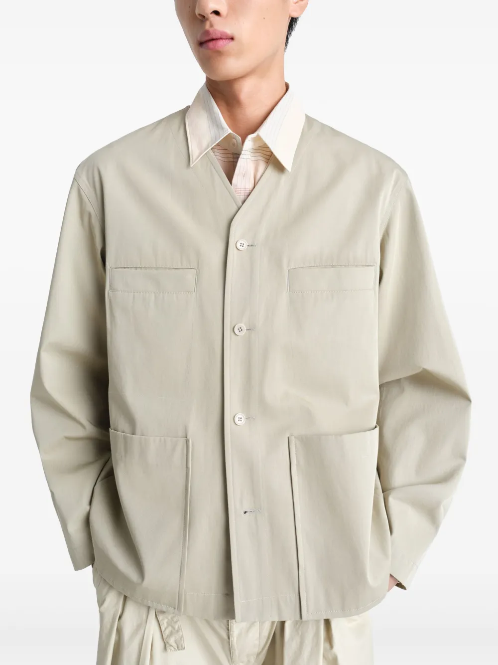 LEMAIRE Kraagloos shirtjack Beige