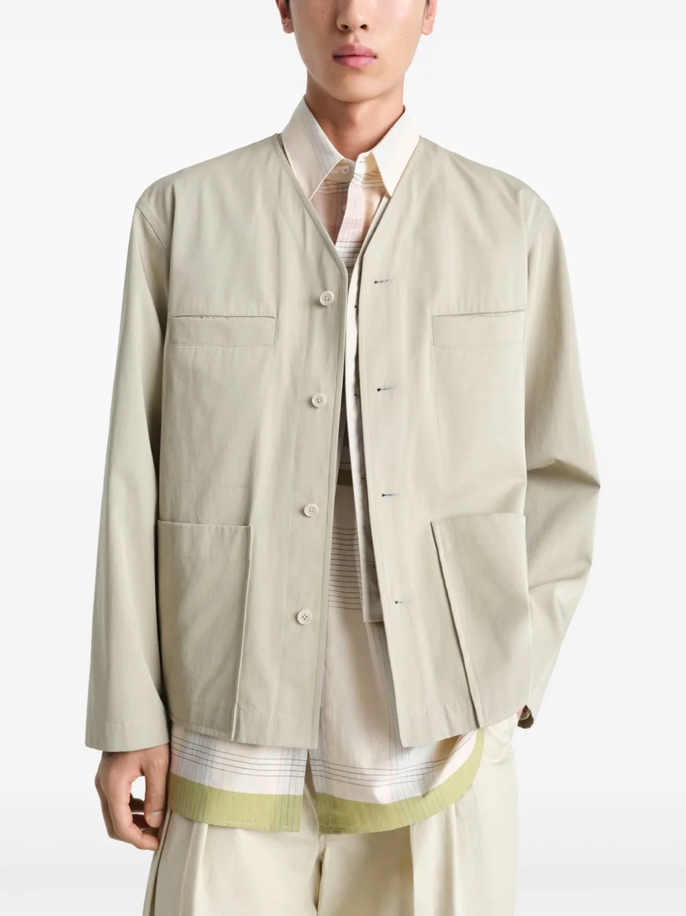 LEMAIRE Kraagloos shirtjack Beige