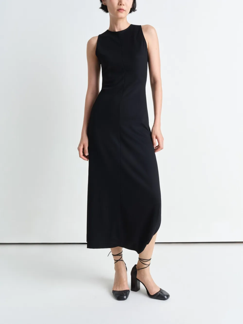 LEMAIRE twisted-hem midi dress - Zwart