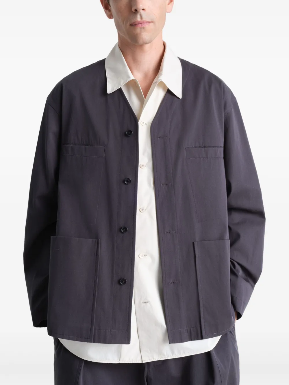 LEMAIRE COLLARLESS OVERSHIRT