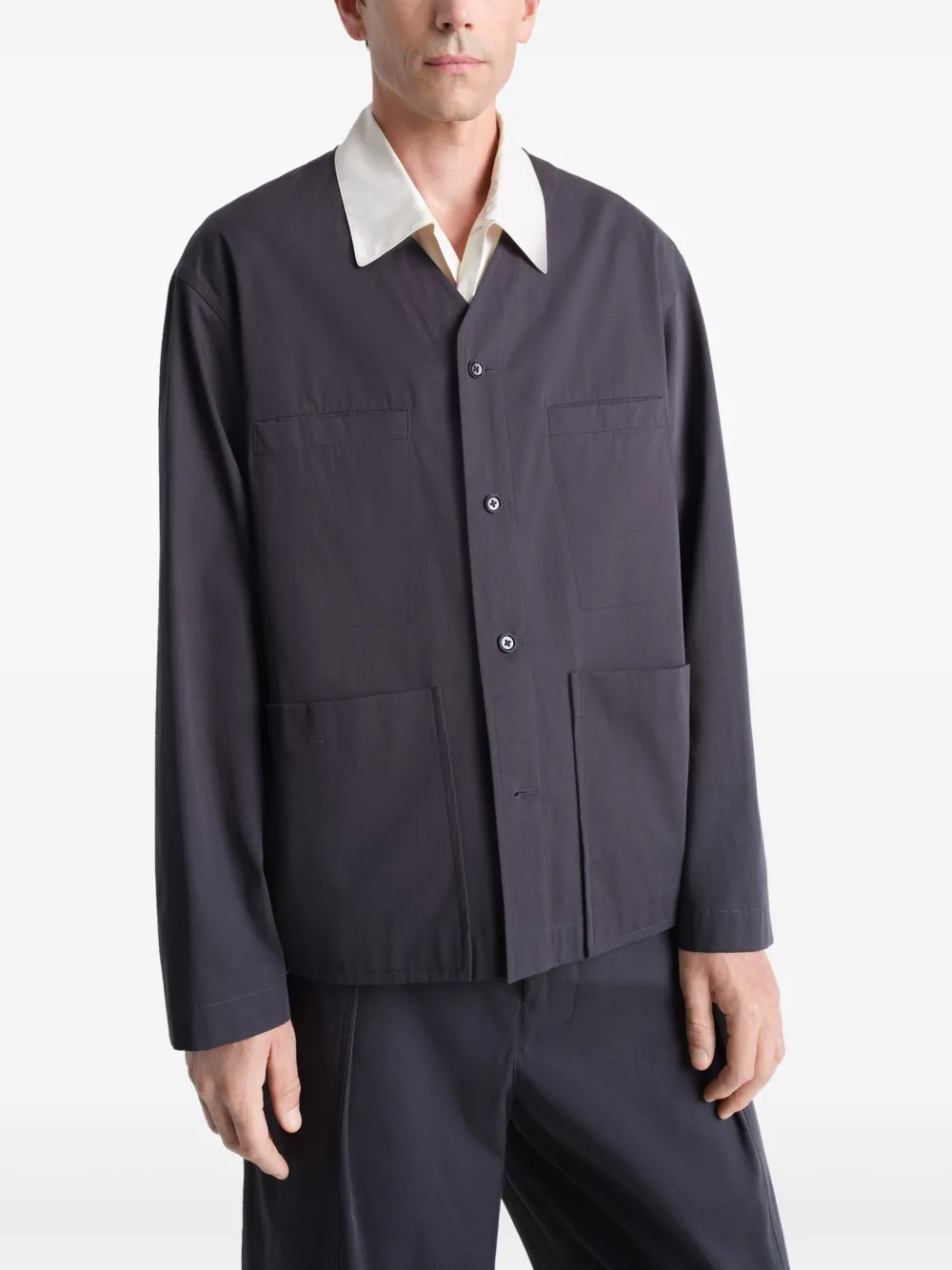 LEMAIRE COLLARLESS OVERSHIRT