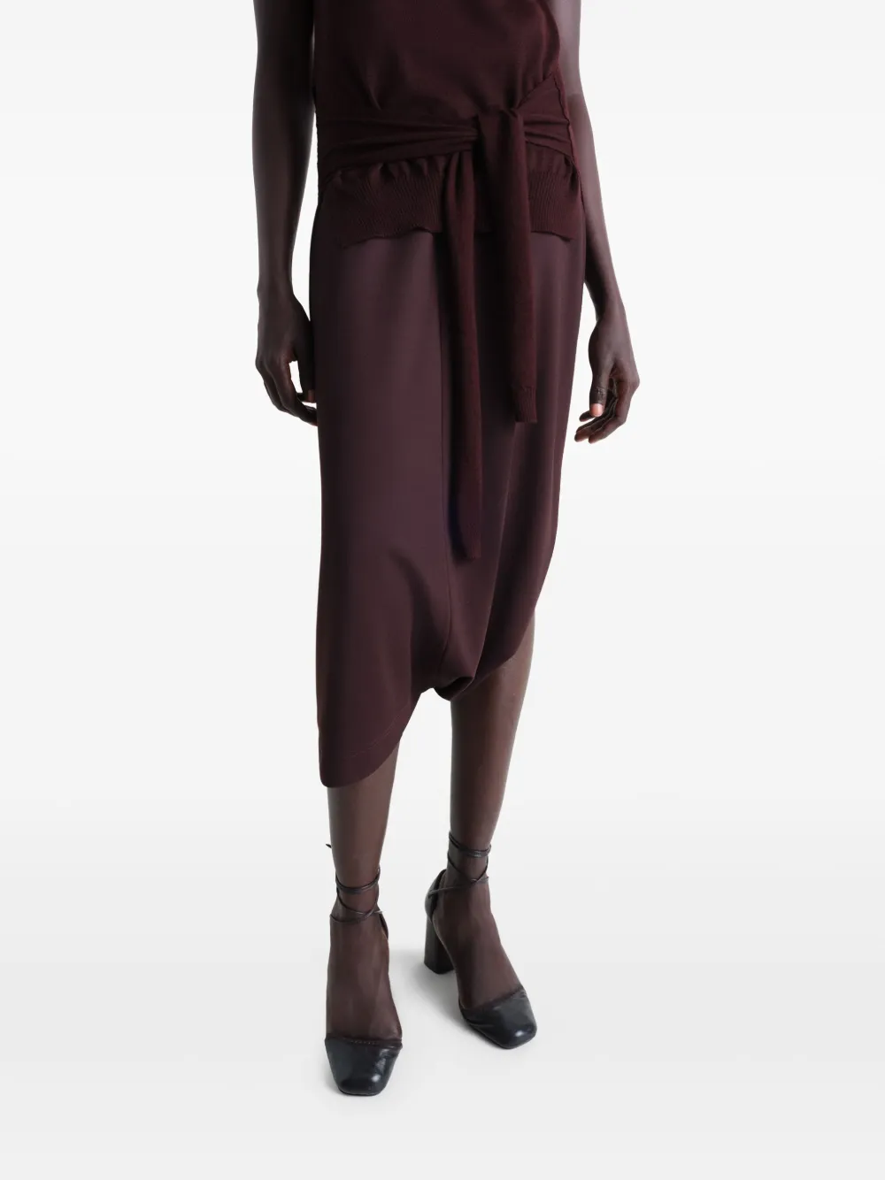 Shop Lemaire Twisted-hem Midi Skirt In Red