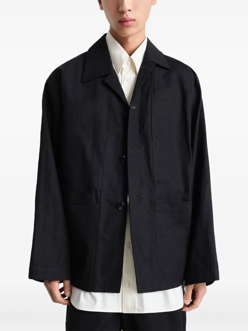 LEMAIRE Button-up jack Zwart