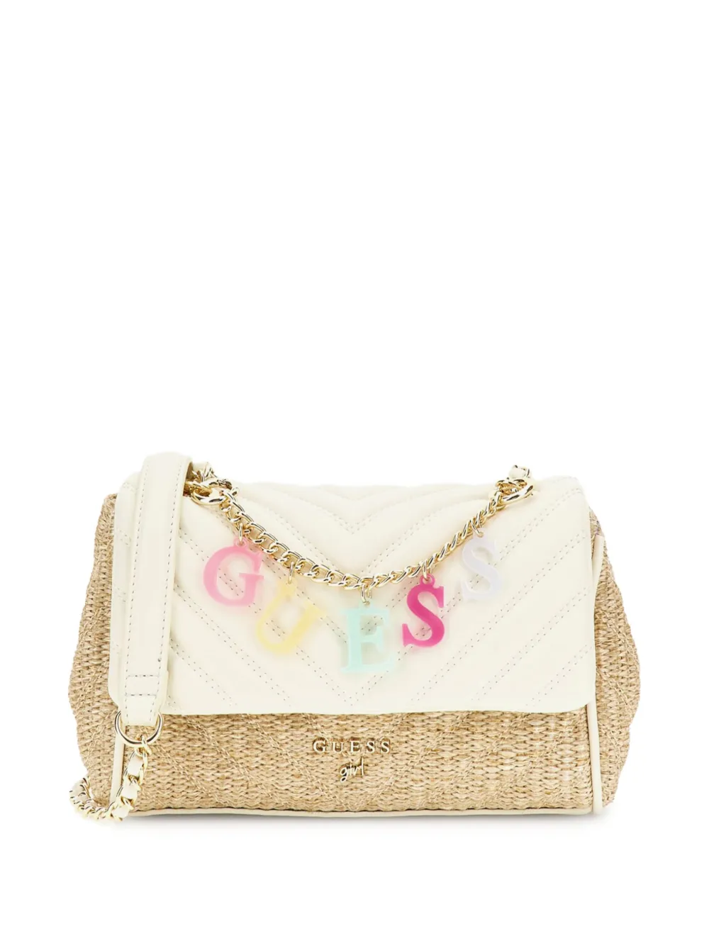 Guess kids Straw Flap crossbodytas Beige