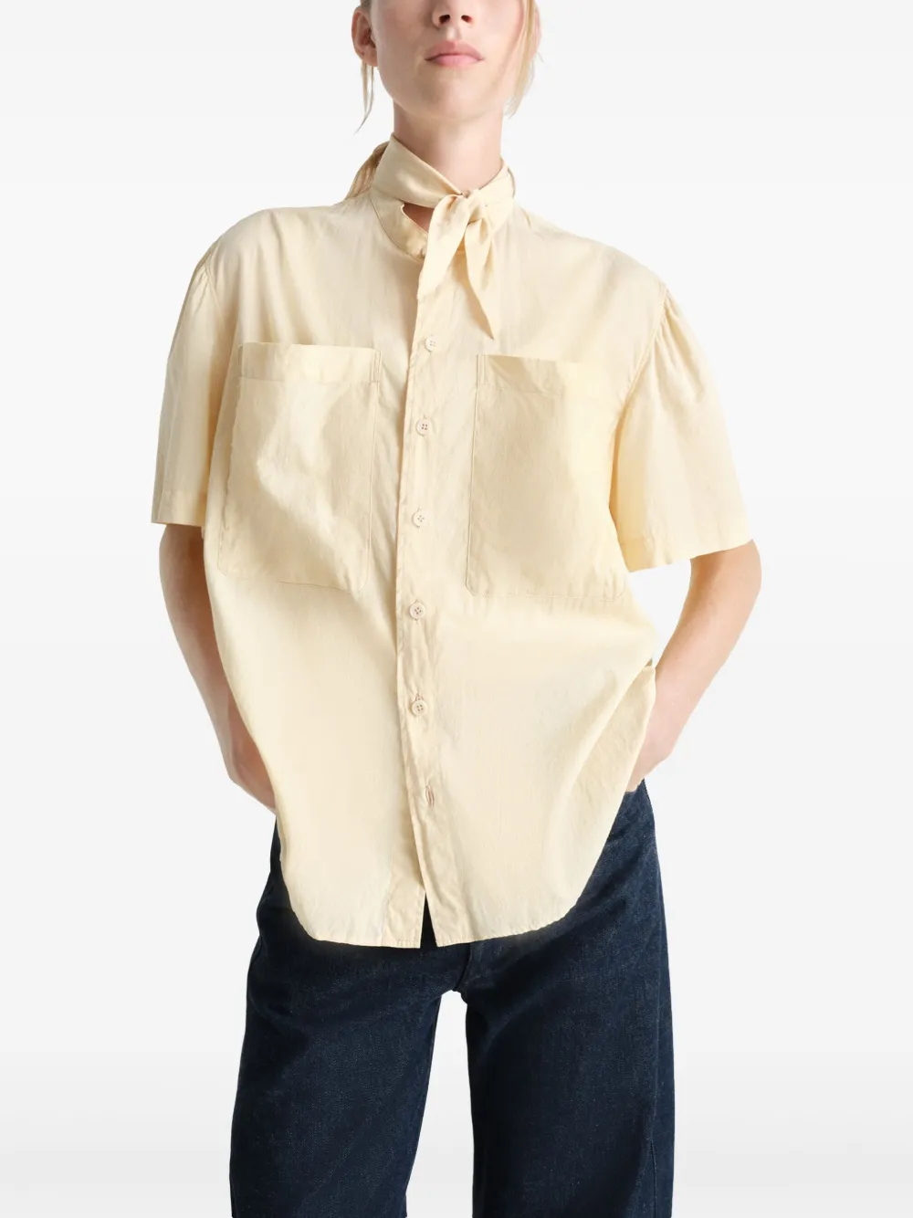 LEMAIRE Foulard blouse met korte mouwen Beige