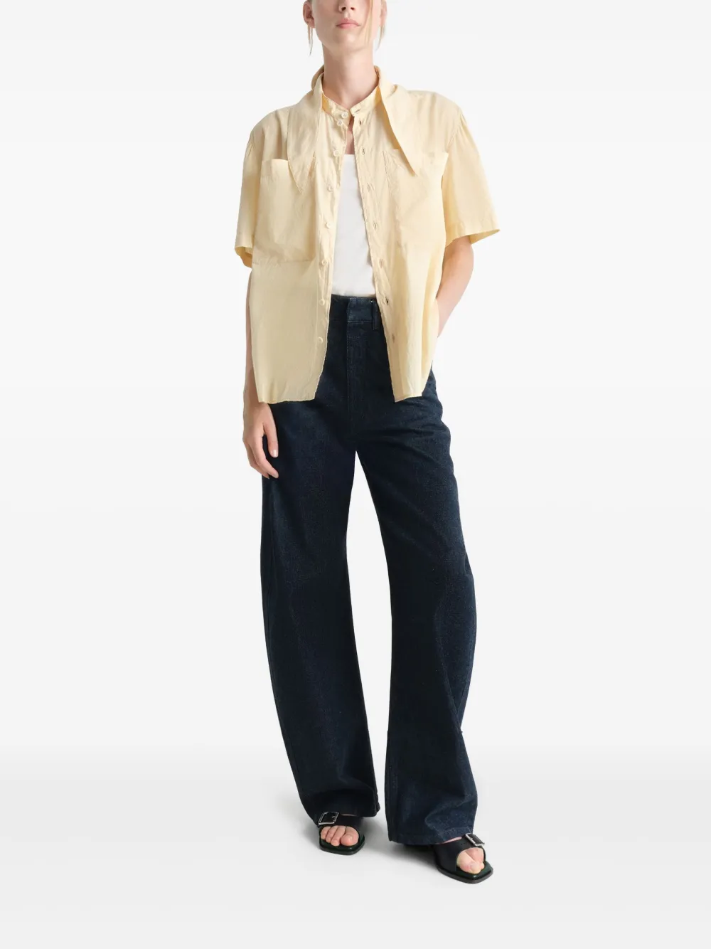 LEMAIRE Foulard blouse met korte mouwen Beige
