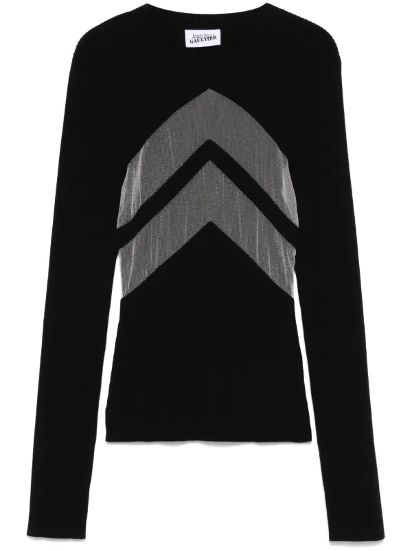 Jean Paul Gaultier Chevron-detail Sweater in Black