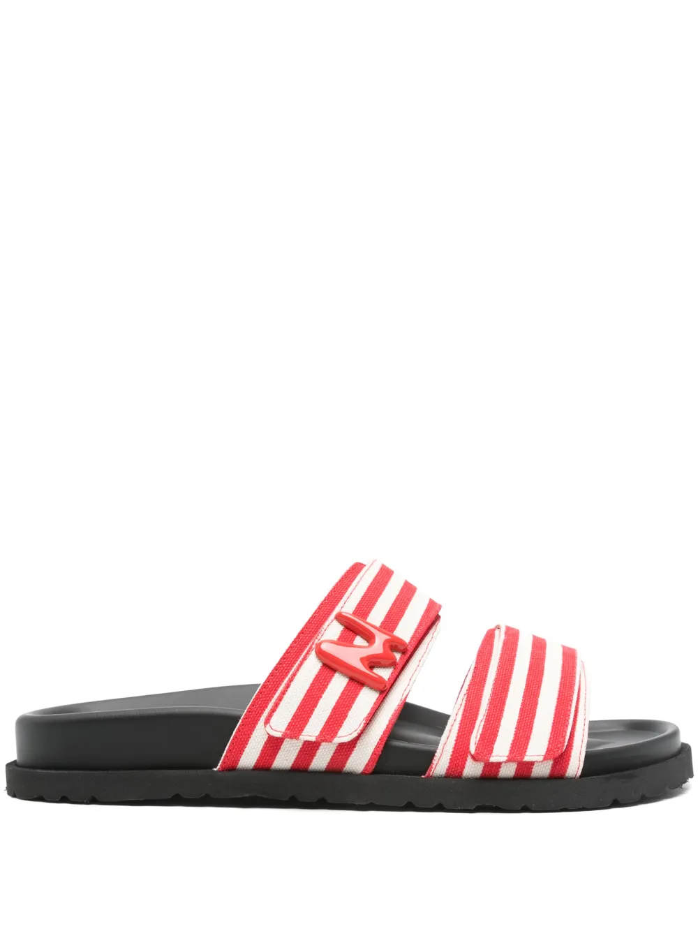 MSGM striped canvas slides Red