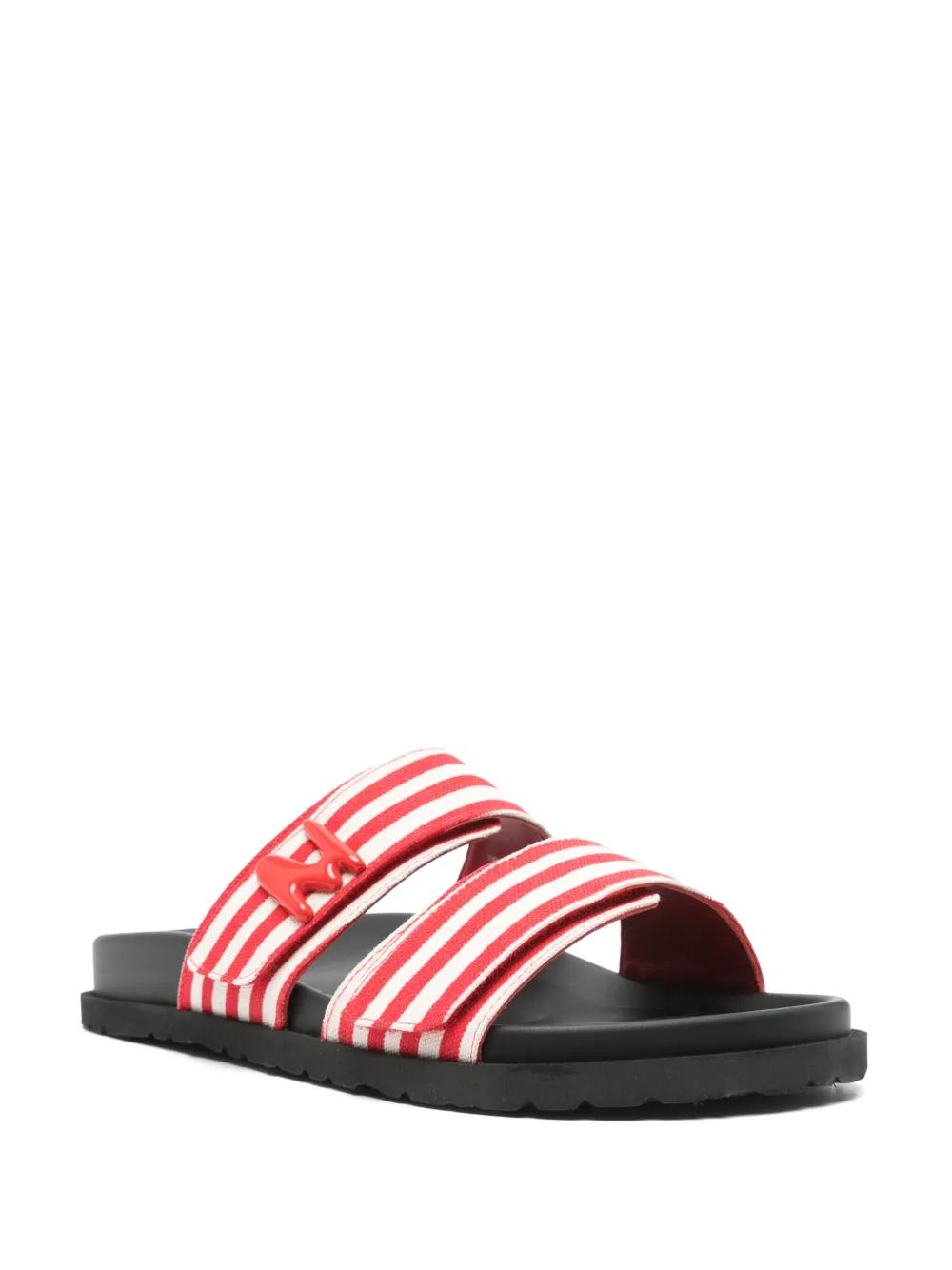 MSGM striped canvas slides Red