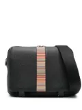Paul Smith signature stripe-trim leather messenger bag - Black