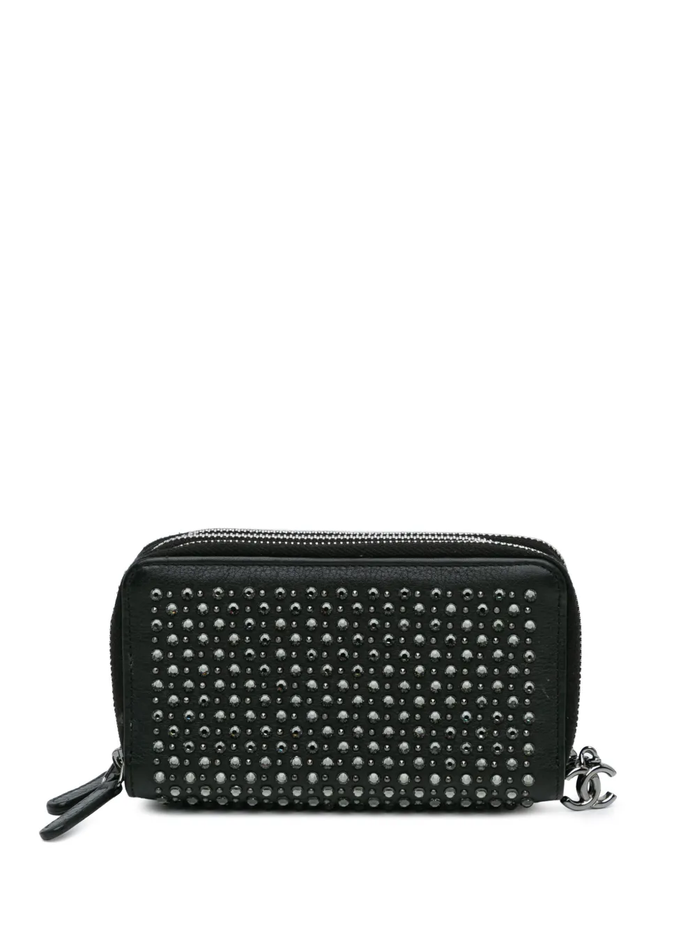 CHANEL Pre-Owned 2014-2015 Bull Leather Studded Zip Wallet long wallets | Black | Image 1