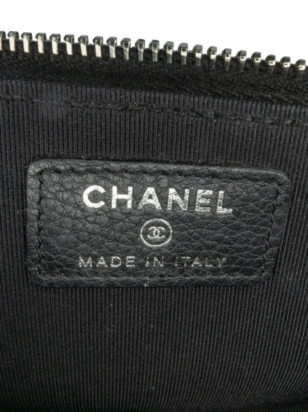 Pre-owned Chanel 2014-2015 Bull Leather Studded Zip Wallet Long Wallets In Black