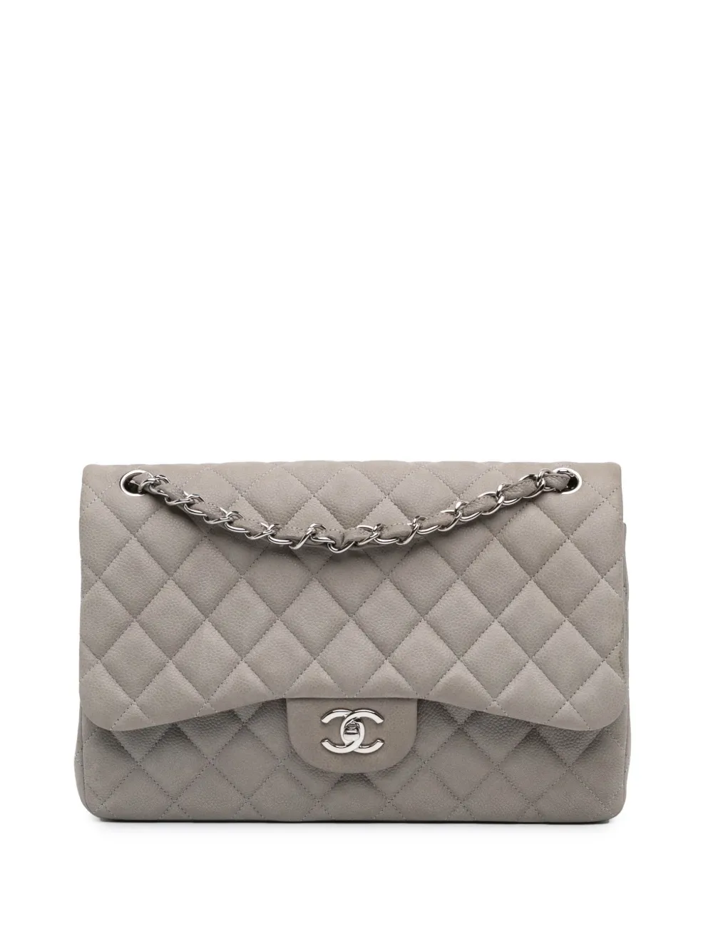 CHANEL Pre-Owned 2012 ジャンボ クラシック キャビア ダブルフラップ ショルダーバッグ - グレー CHANEL Pre-Owned 2012 ジャンボ クラシック キャビア ダブルフラップ ショルダーバッグ - グレー