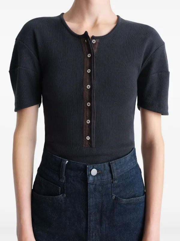 LEMAIRE ヘンリーネック Tシャツ | ブラック | FARFETCH JP