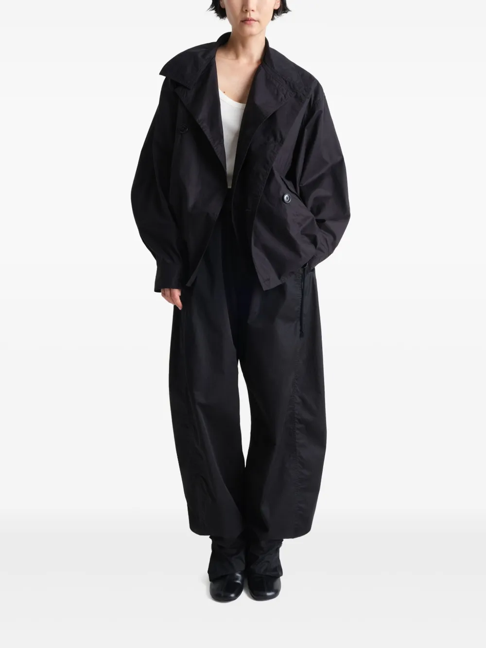 Lemaire Cotton Double-breasted Jacket In Black