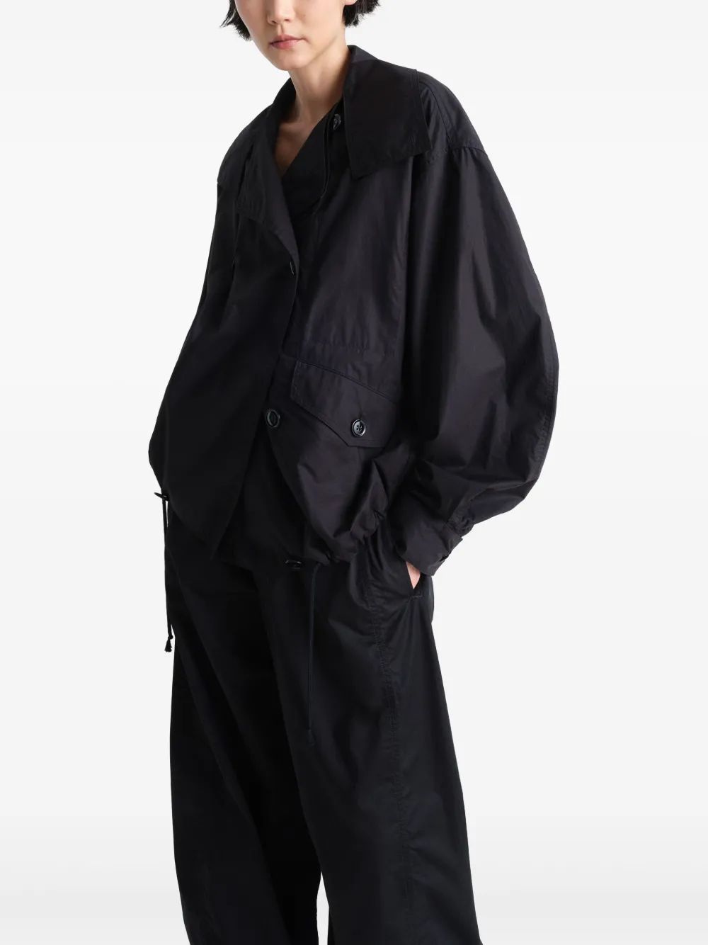 Lemaire Cotton Double-breasted Jacket In Black
