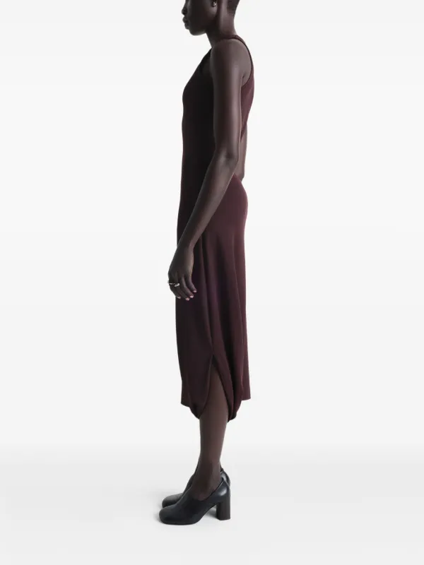 lemaire red dress Uniqlo and Lemaire Red Rayon Long Sleeve Midi Dress Womens XS 167736-38P
