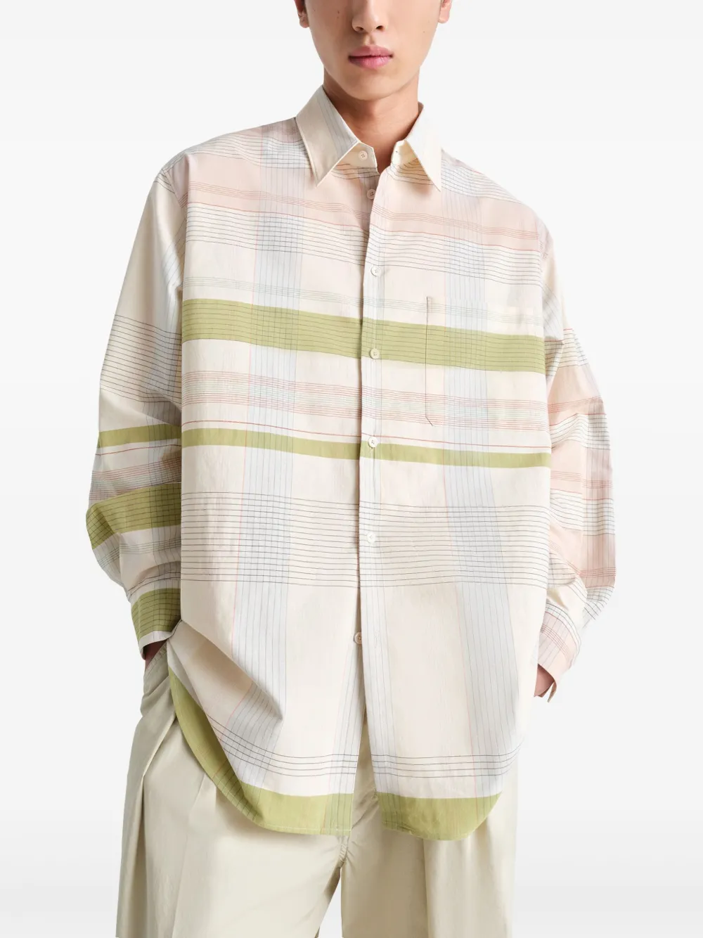 LEMAIRE Geruit overhemd Beige