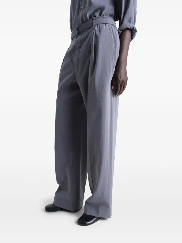 LEMAIRE BELTED PLEATED グレー ベルト付きパンツ Grey Melange Belted Pleated Pants | LEMAIRE