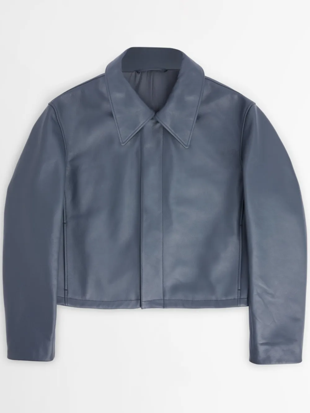 Lemaire Boxy Cropped Jacket In Blue
