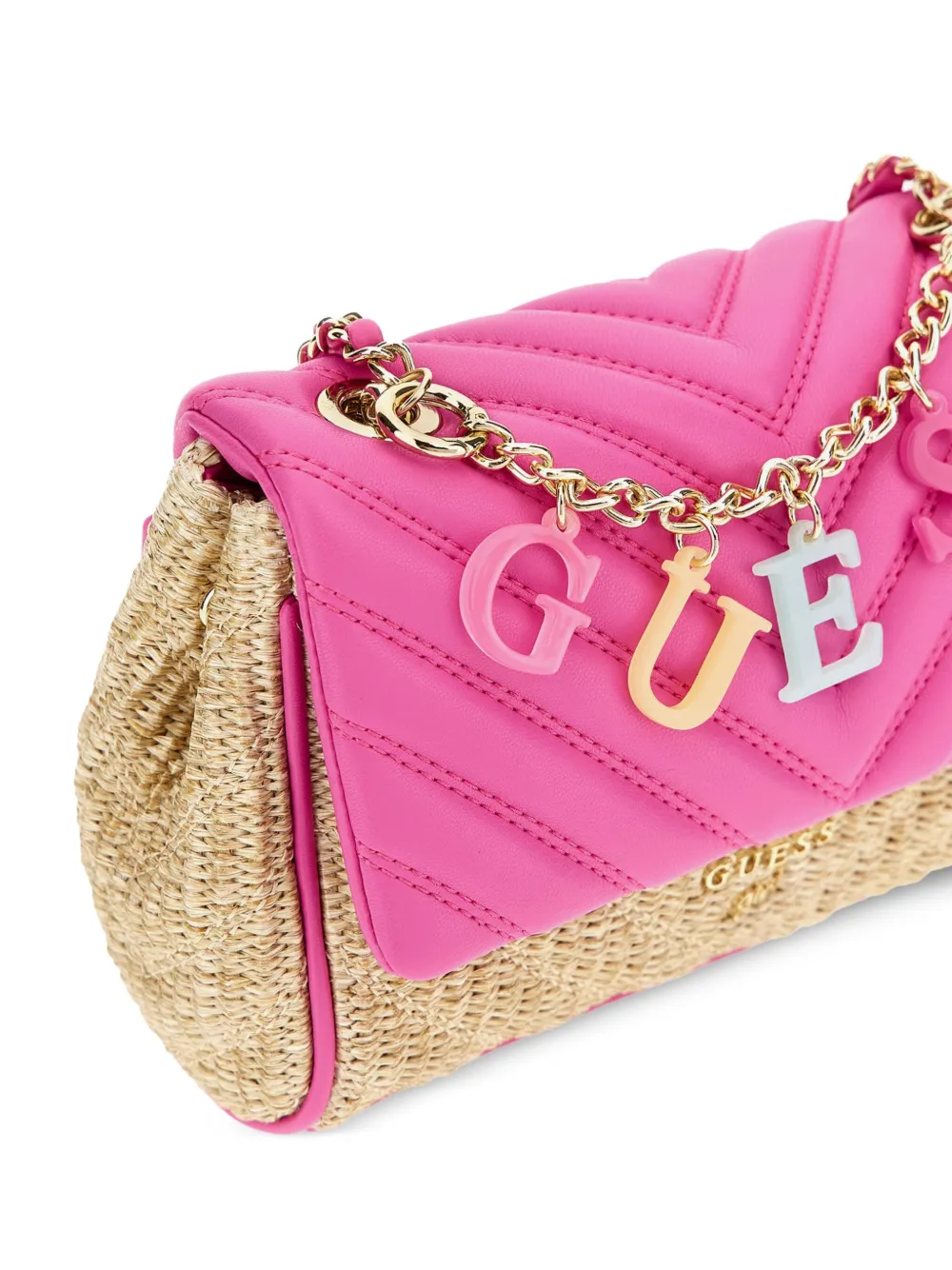 guess kids Straw Flap crossbodytas Roze