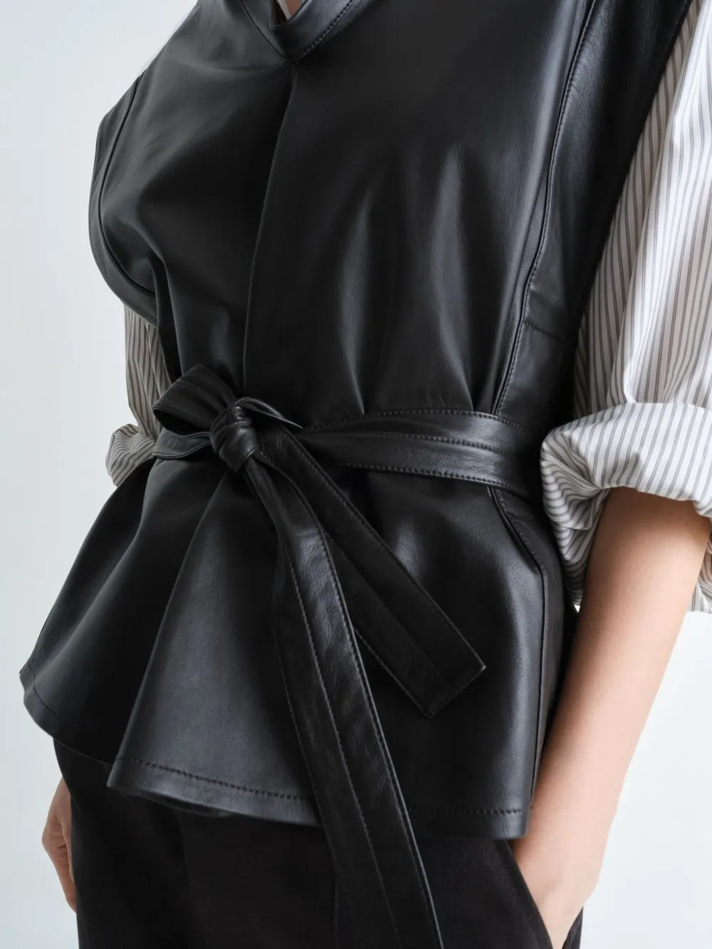 LEMAIRE Leren gilet Bruin