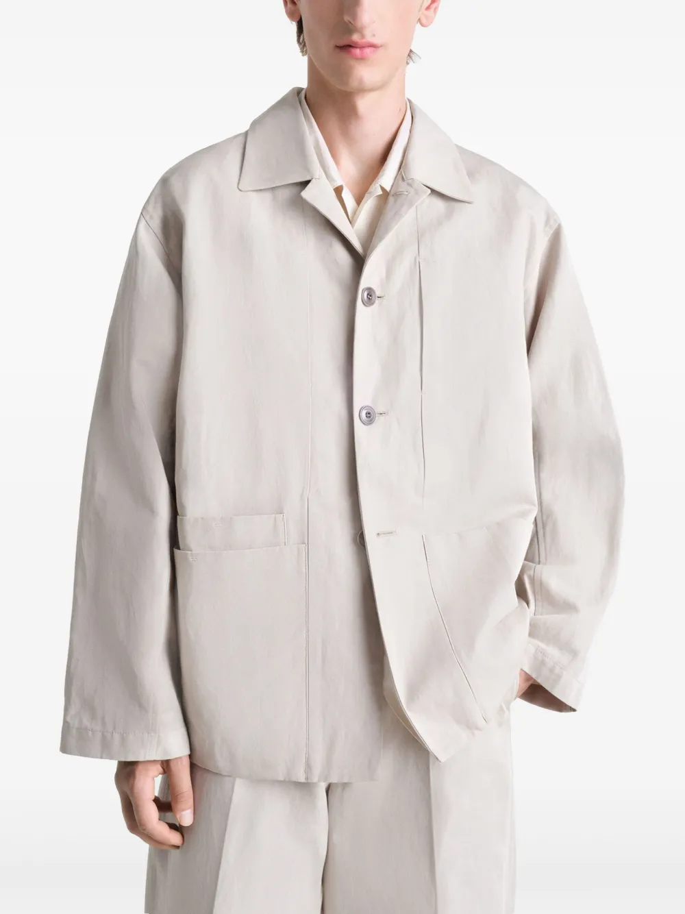 LEMAIRE Shirtjack met gespreide kraag BG200 MASTIC