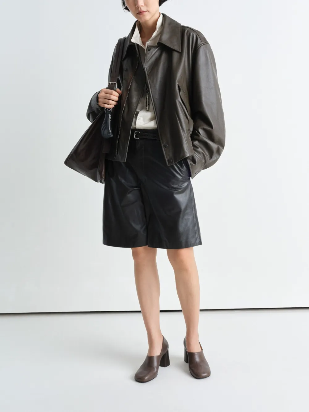 LEMAIRE leather bomber jacket - Bruin