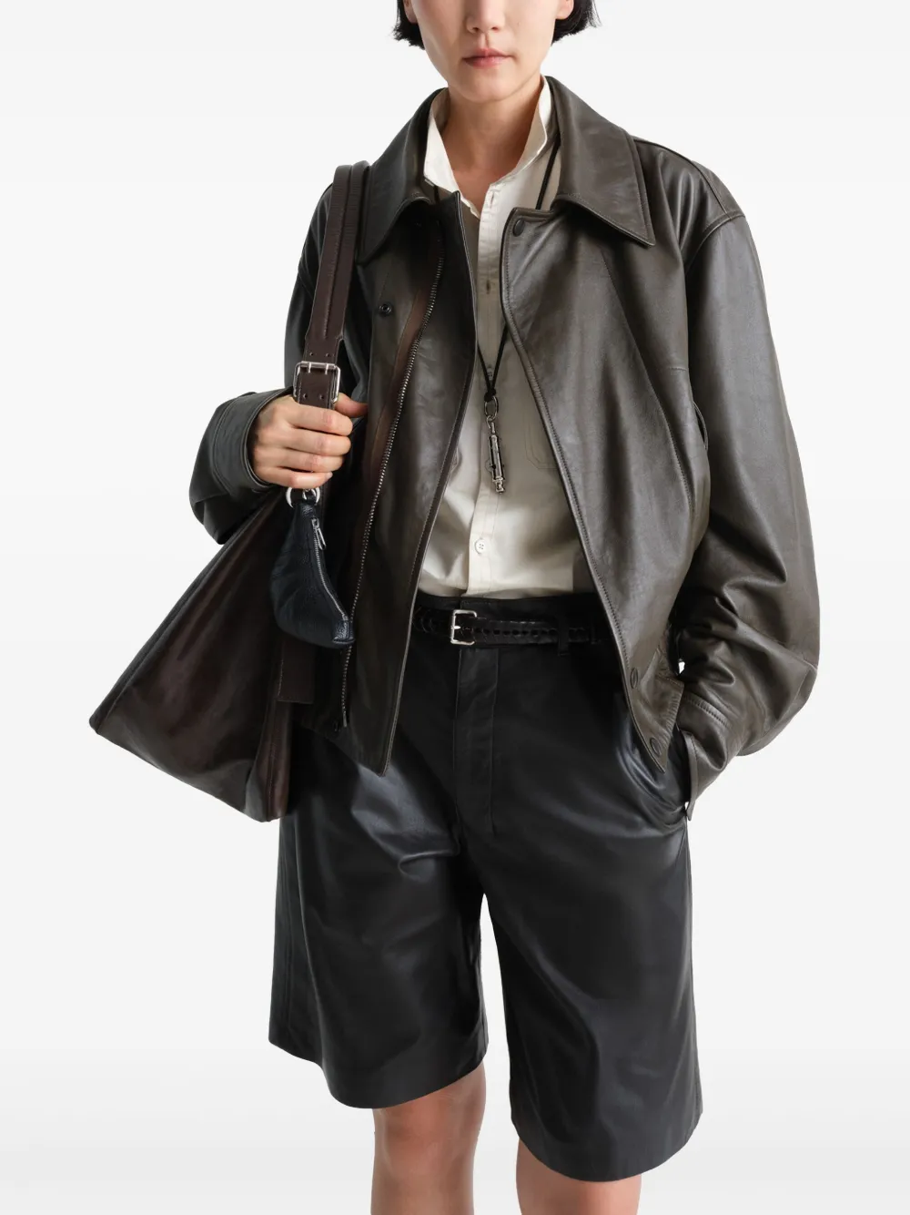 LEMAIRE leather bomber jacket