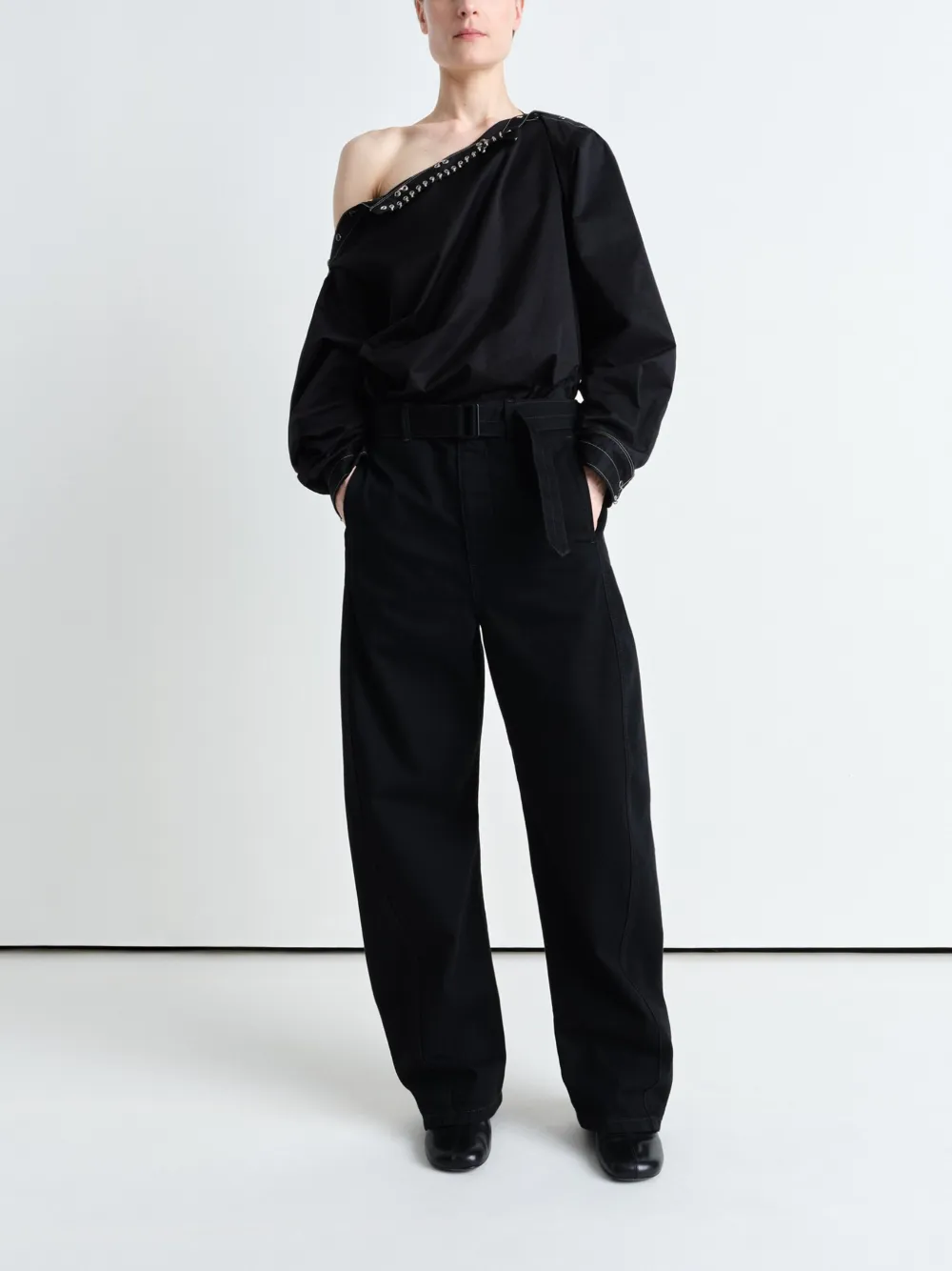 LEMAIRE Broek met ceintuur Zwart