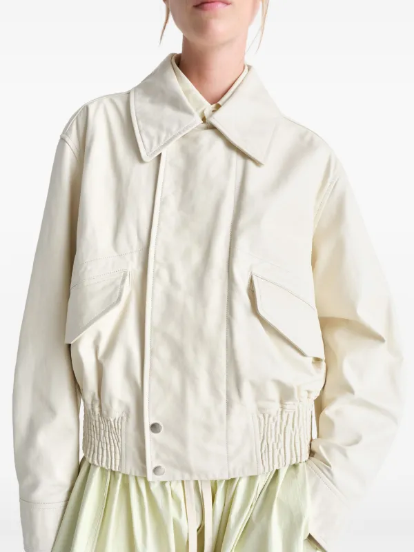 LEMAIRE Leather Bomber Jacket | White | FARFETCH