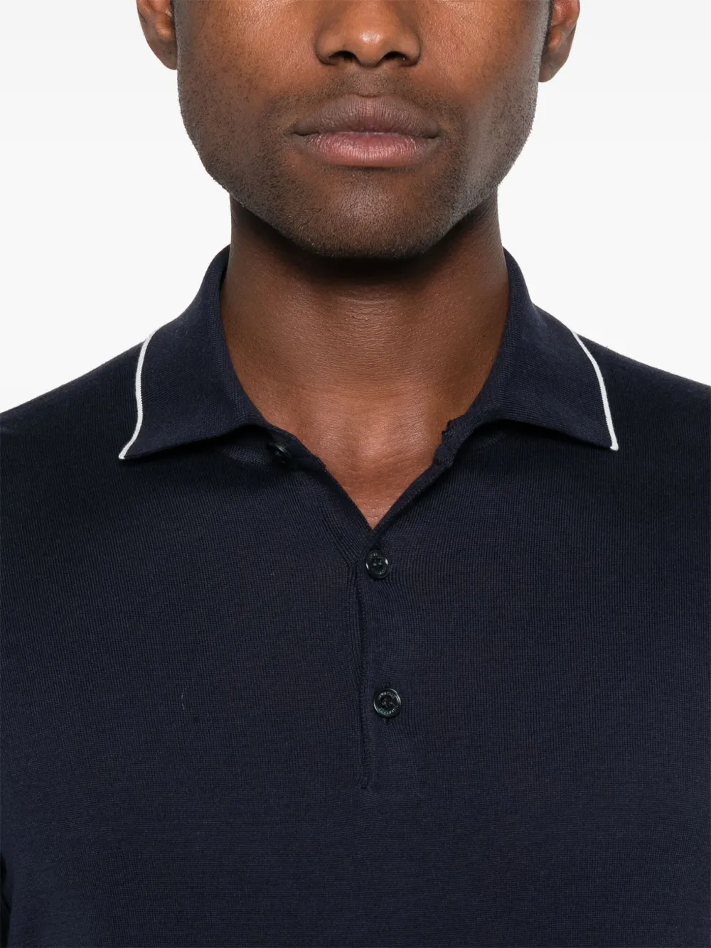 Brunello Cucinelli Fijngebreid poloshirt Blauw
