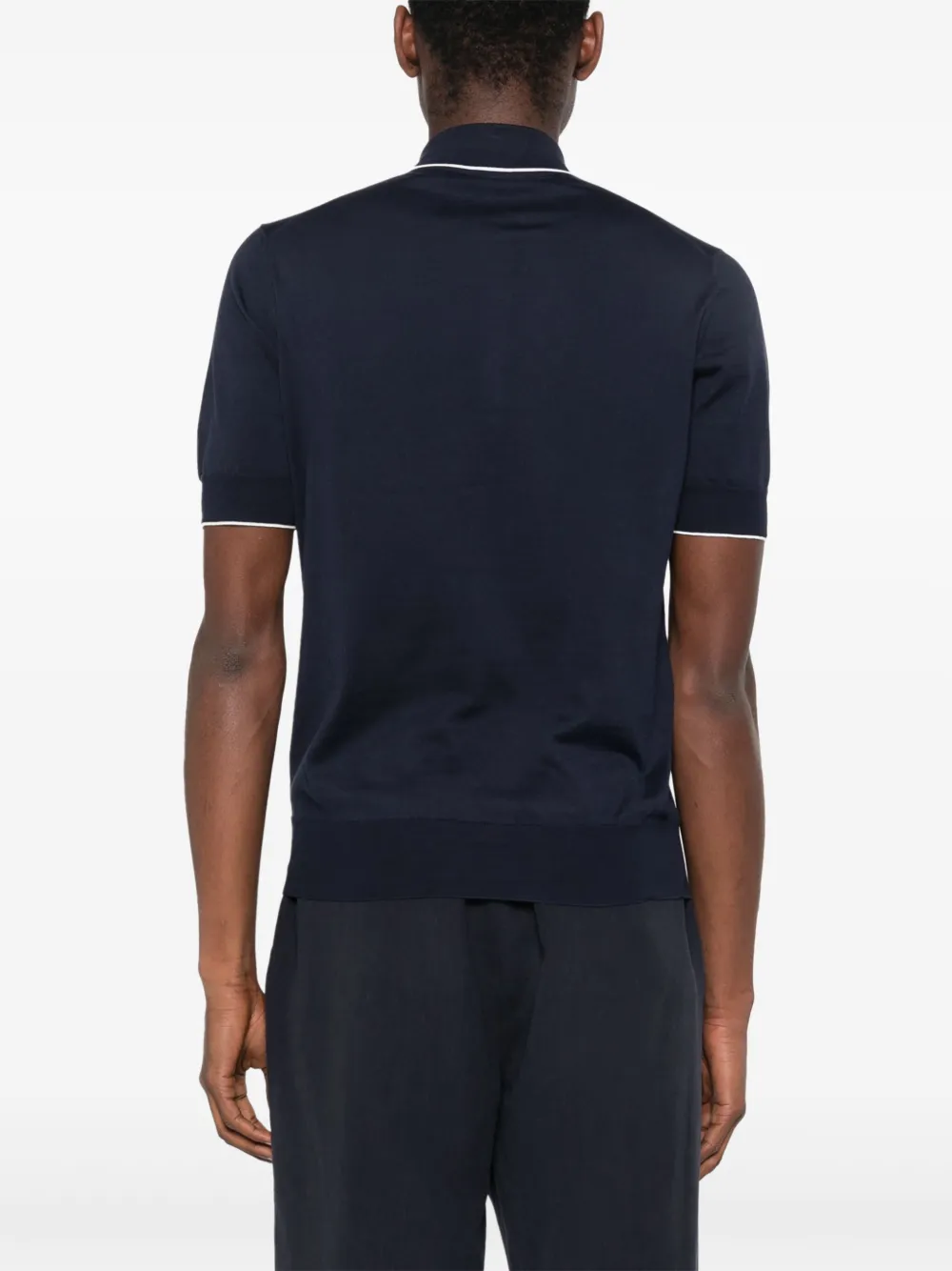 Brunello Cucinelli Fijngebreid poloshirt Blauw