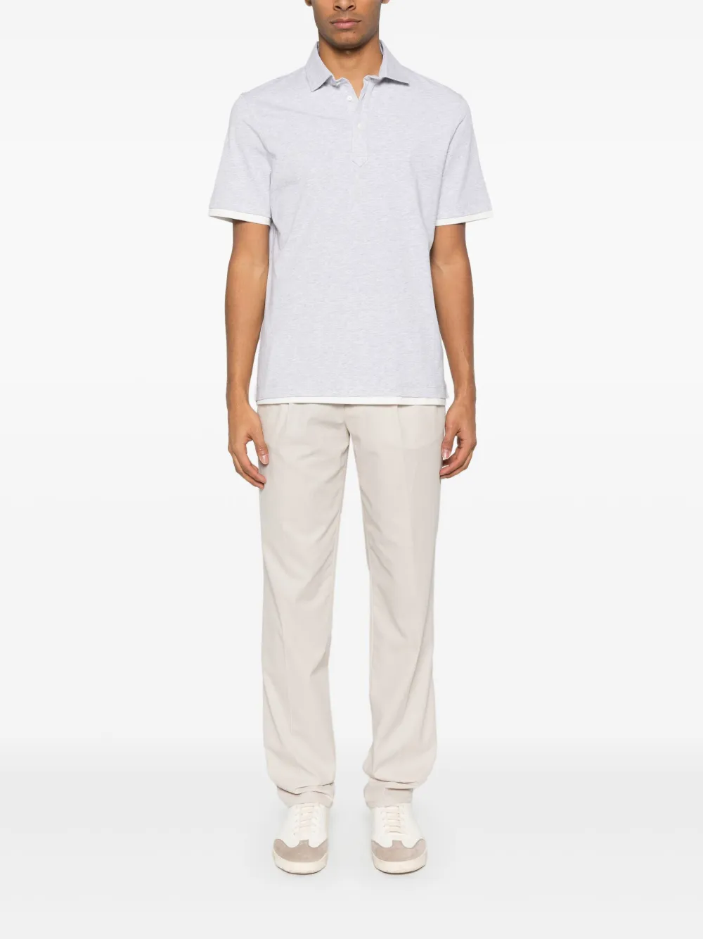 Brunello Cucinelli Poloshirt met gemêleerd effect - Grijs