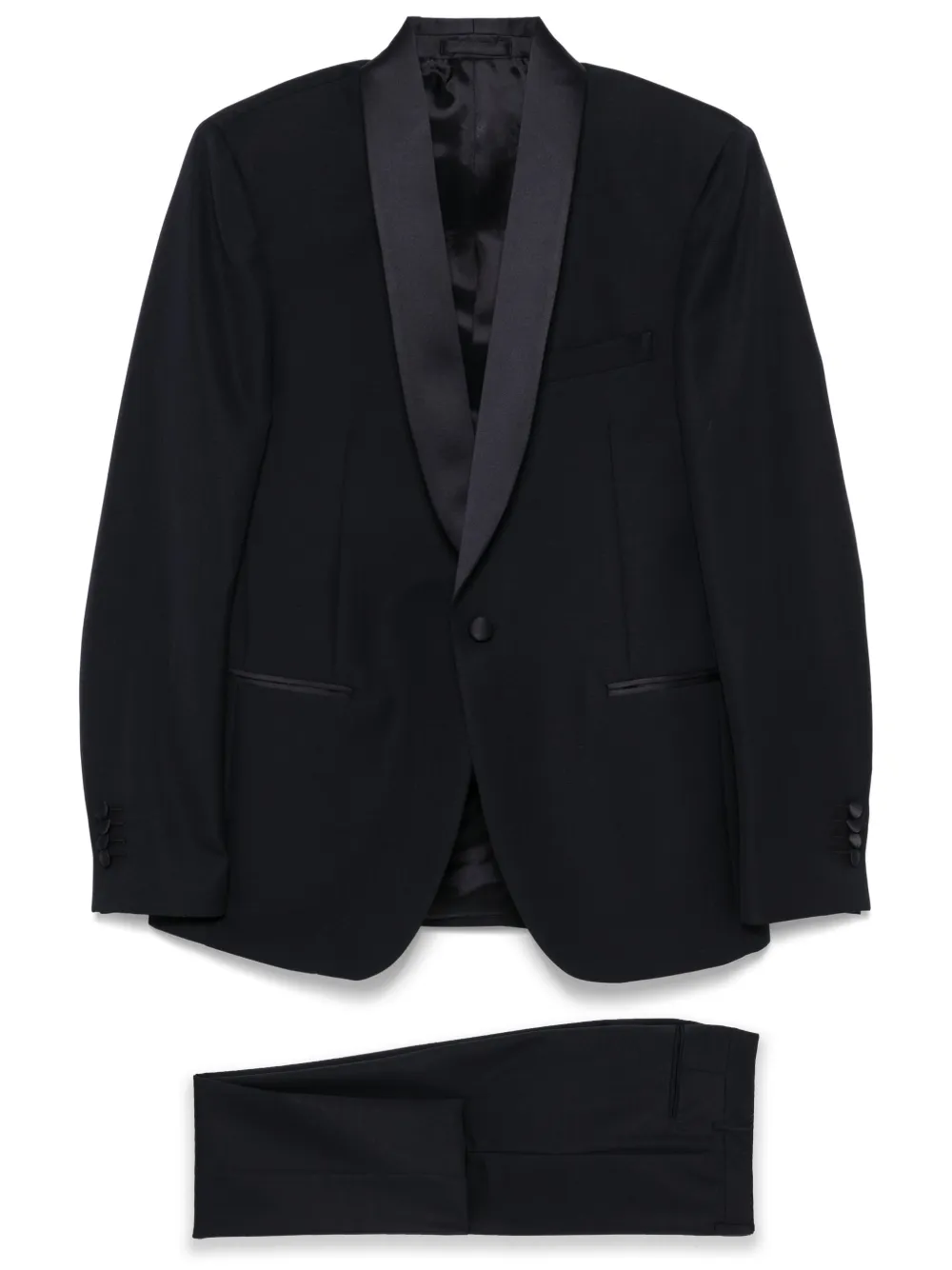 Lardini サテントリム スーツ - ブルー Lardini サテントリム スーツ - ブルー