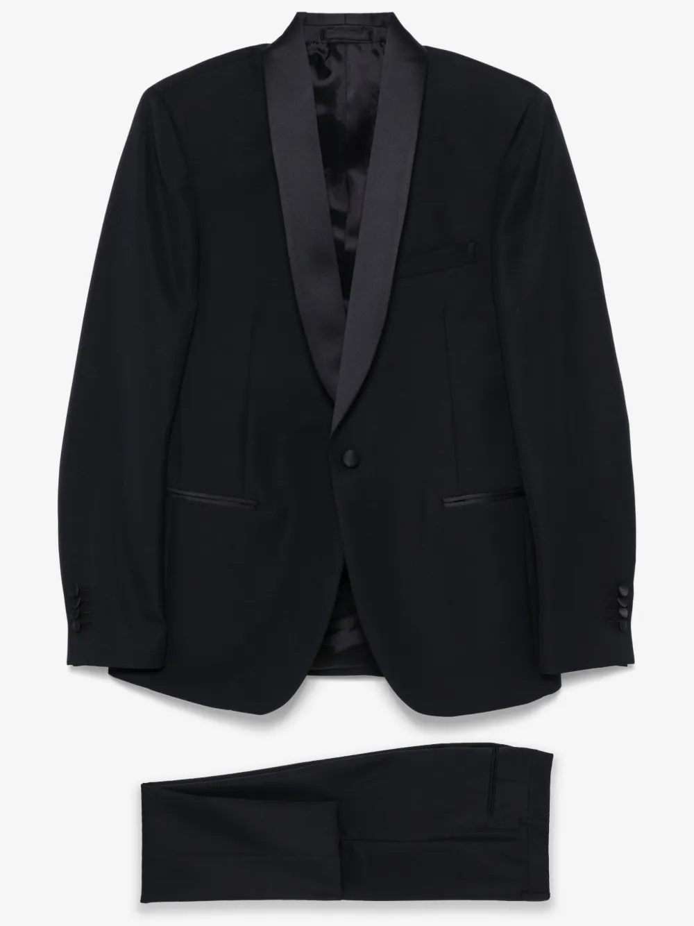 Lardini 새틴 트리밍 수트 | 블루 | Image 1