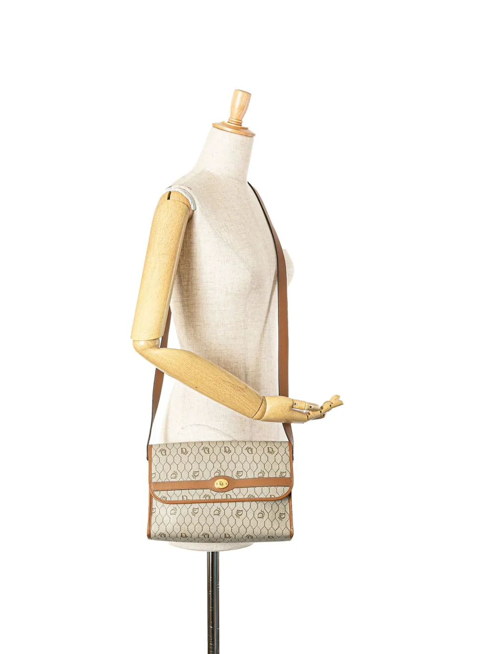 Christian Dior Pre-Owned 1900s Honeycomb gecoate canvas crossbodytas - Bruin