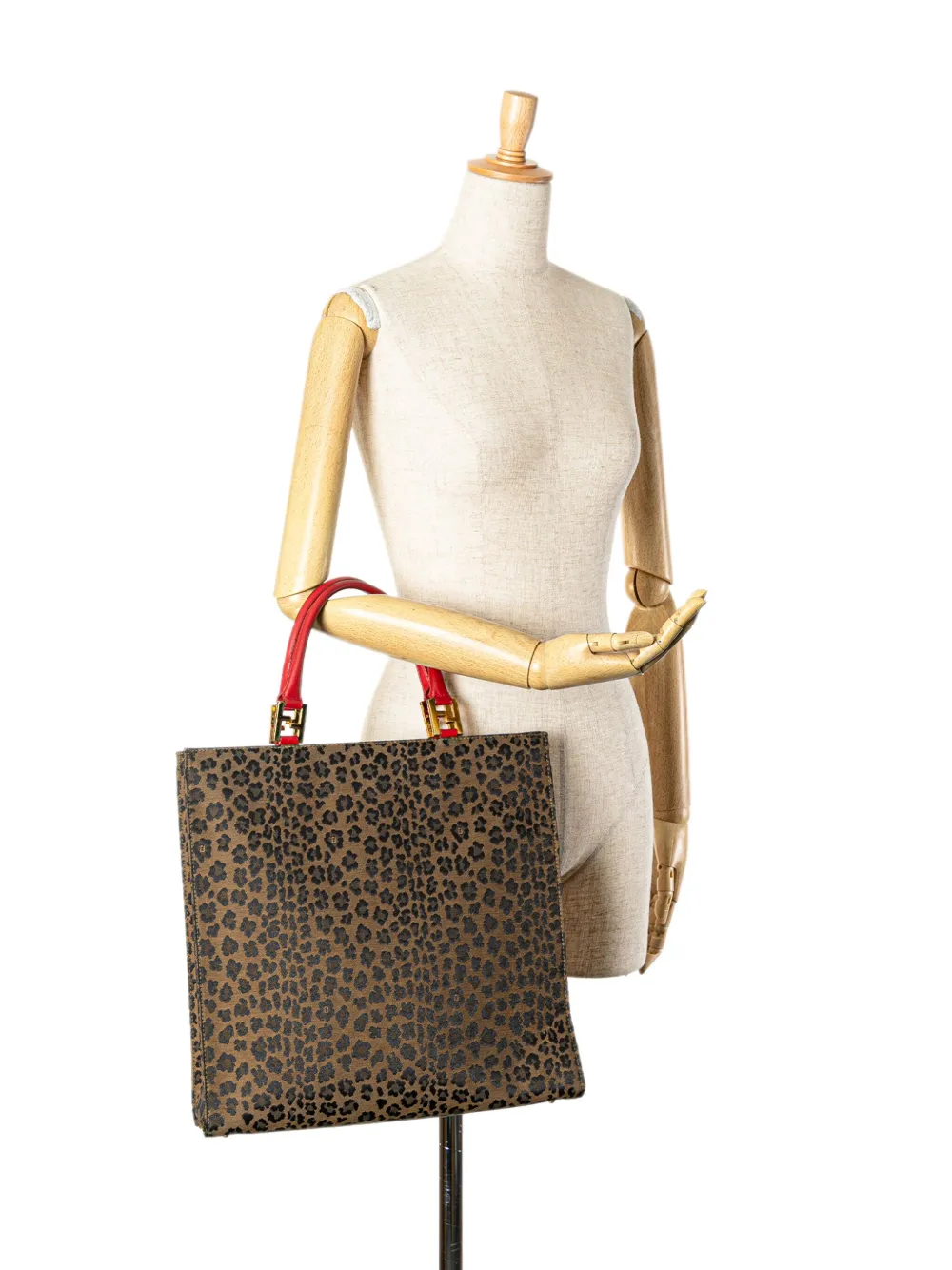 Fendi Pre-Owned 1900s canvas shopper met luipaardprint - Bruin