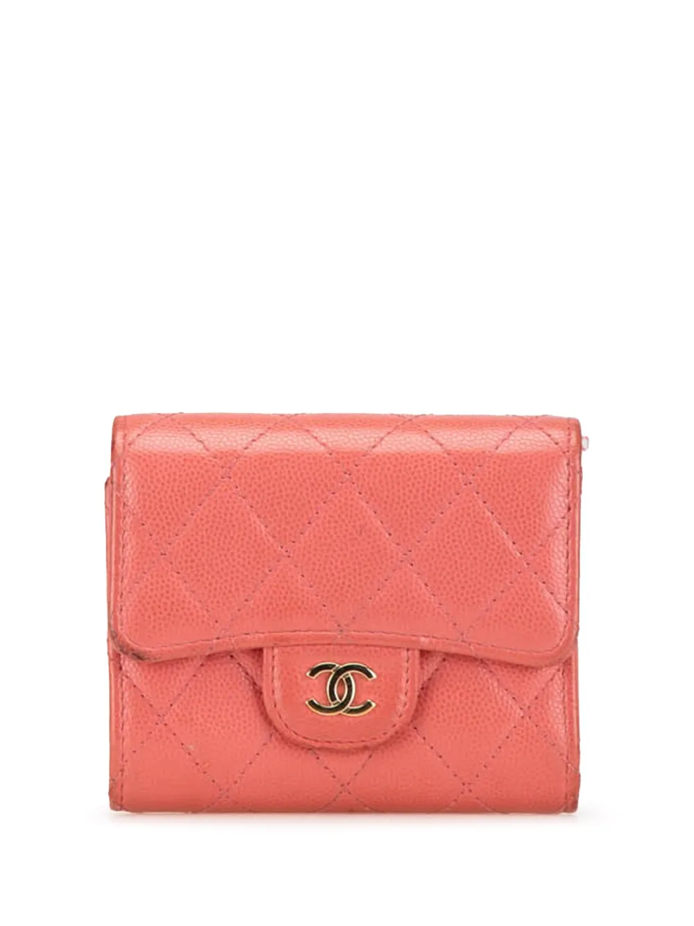 CHANEL Pre-Owned 2019 CC Quilted Caviar Trifold Wallet small wallets - Rosa