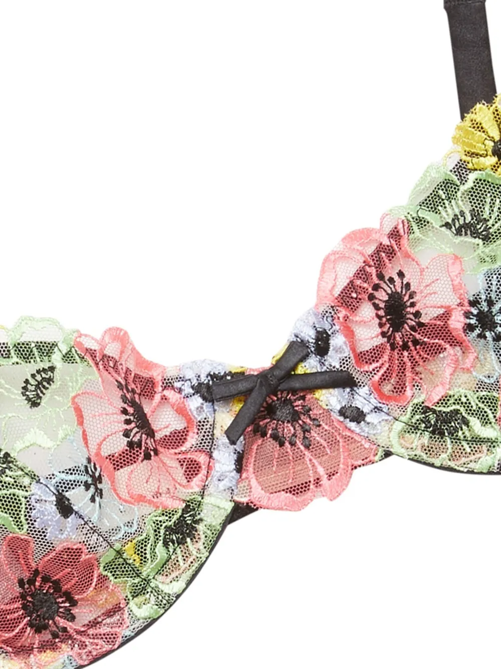 Fleur Du Mal Azalea Embroidered Underwire Bra In Black