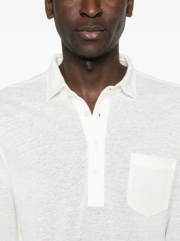 Polo Ralph Lauren ロングスリーブ リネンポロシャツ | ホワイト
