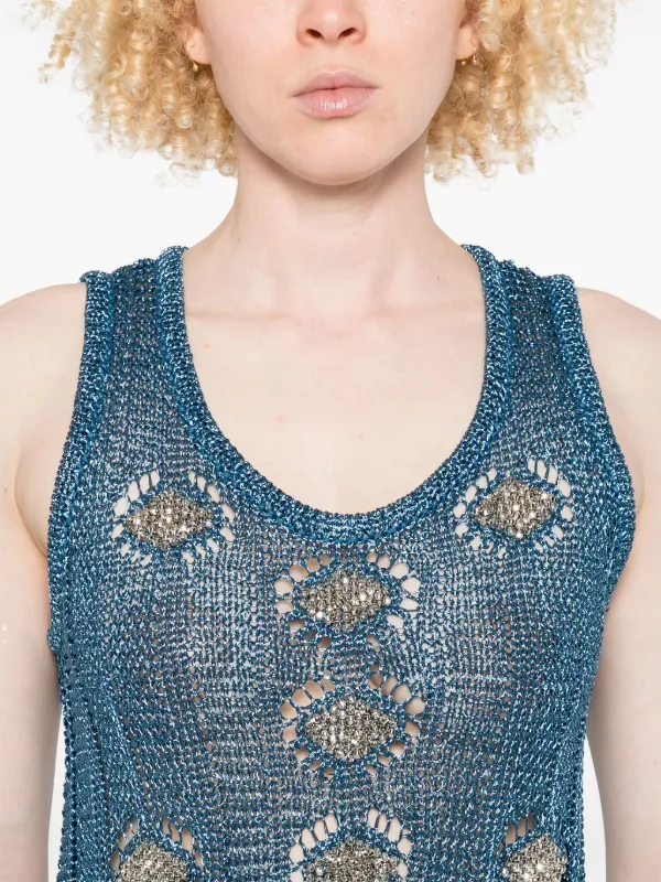 Rabanne Lurex-knit Midi Dress - Blue