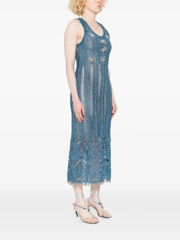 Rabanne Lurex-knit Midi Dress - Blue Rabanne Lurex-knit Midi Dress - Blue