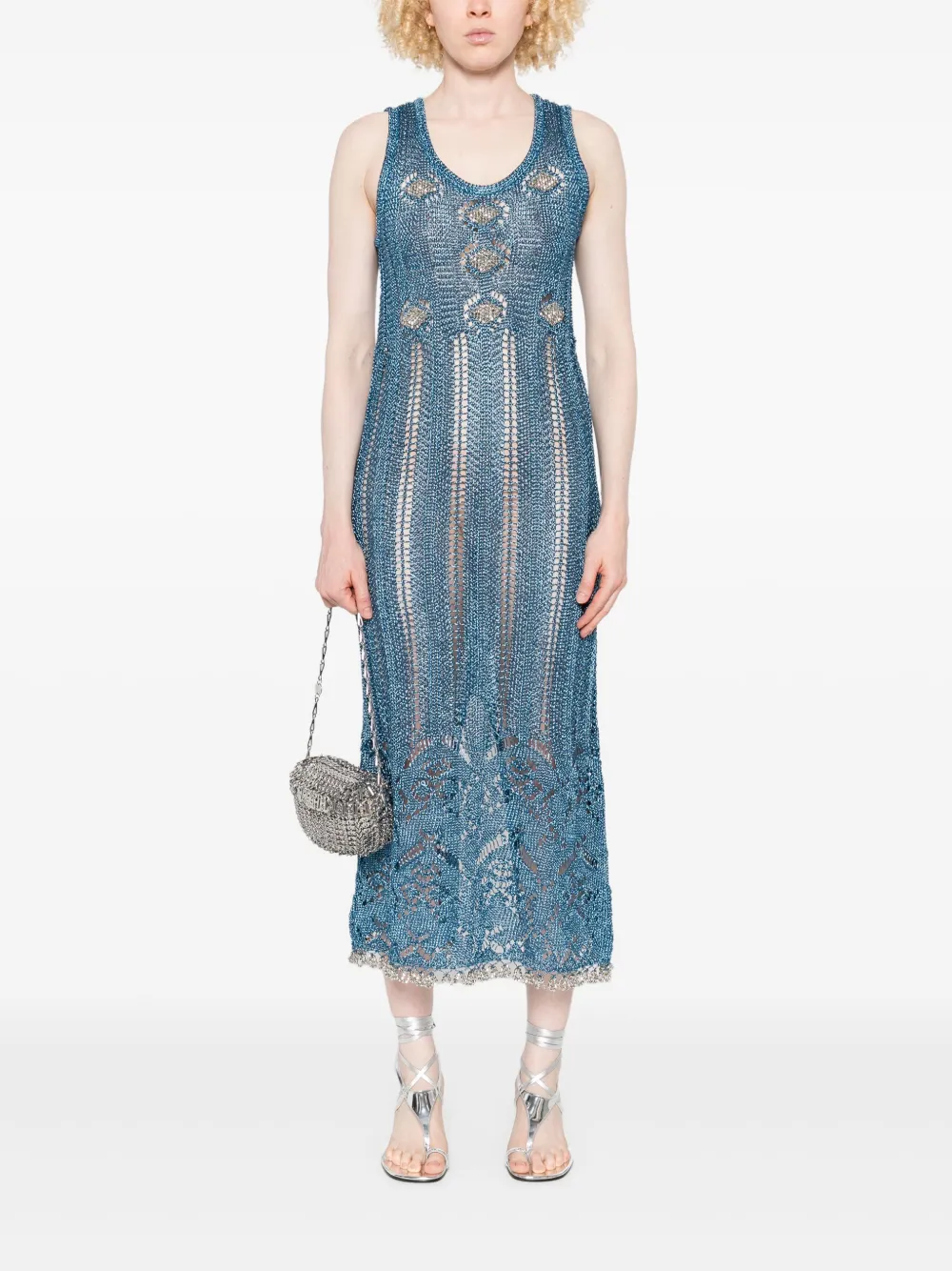 Rabanne Lurex gebreide midi-jurk - Blauw